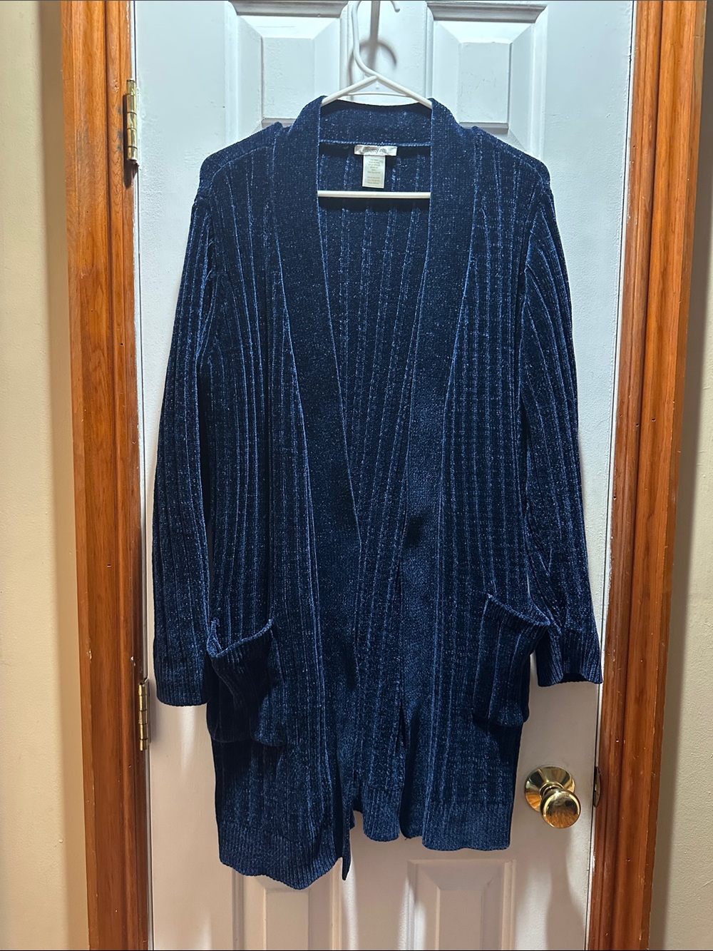 Matty M Deep Navy Ribbed Open-Front Cardigan